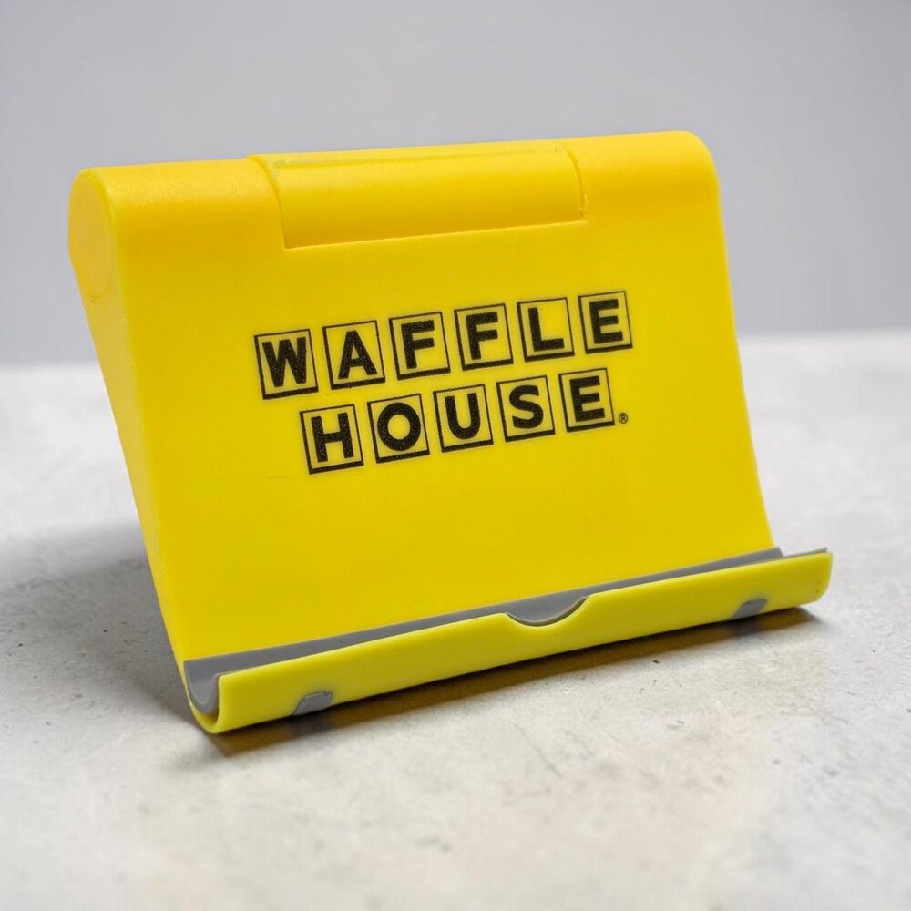 Waffle House Business Card Holder Yellow Plastic Foldout Promo Rare Advertising